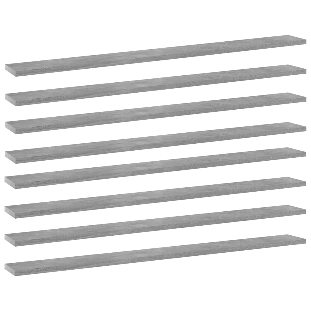 Ripiani Libreria 8pz Grigio Cemento 100x10x1,5cm Multistrato