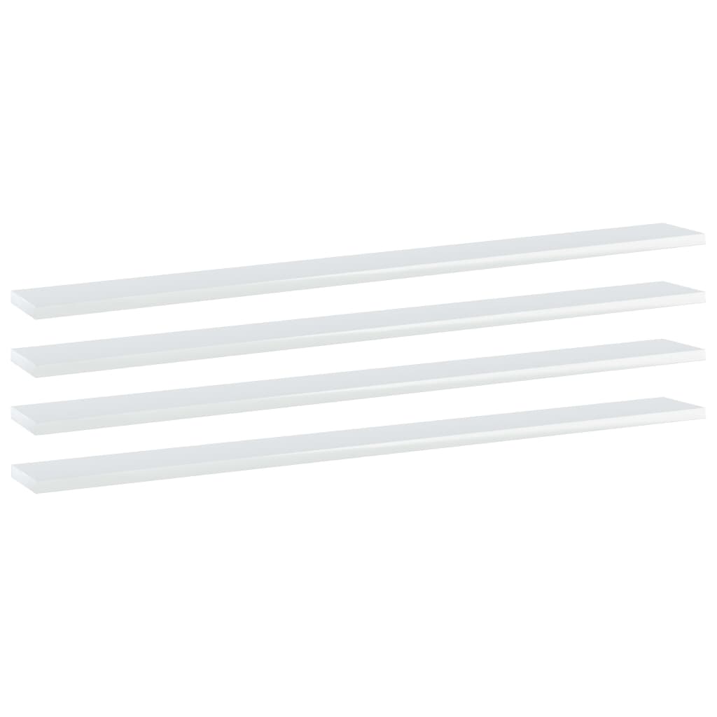 Ripiani per Libreria 4pz Bianco Lucido 100x10x1,5cm Multistrato