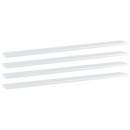 Ripiani per Libreria 4pz Bianco Lucido 100x10x1,5cm Multistrato