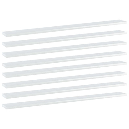 Ripiani per Libreria 8pz Bianco Lucido 100x10x1,5cm Multistrato