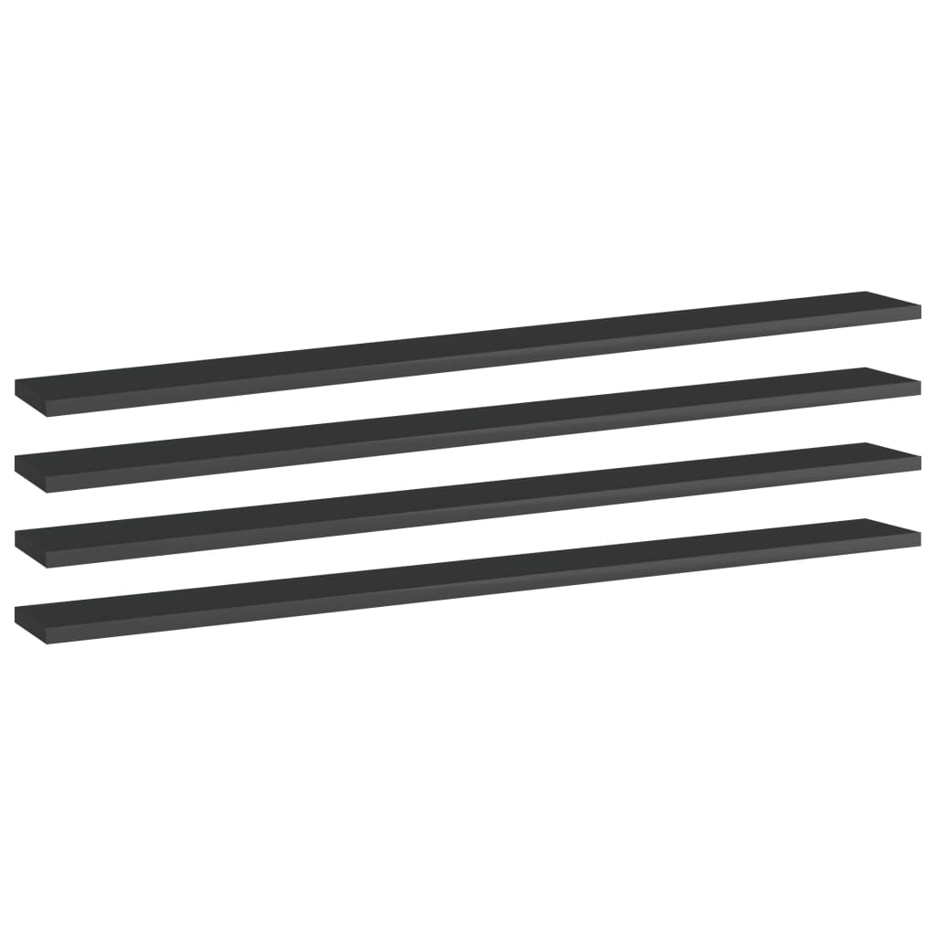 Ripiani per Libreria 4pz Nero Lucido 100x10x1,5cm Multistrato