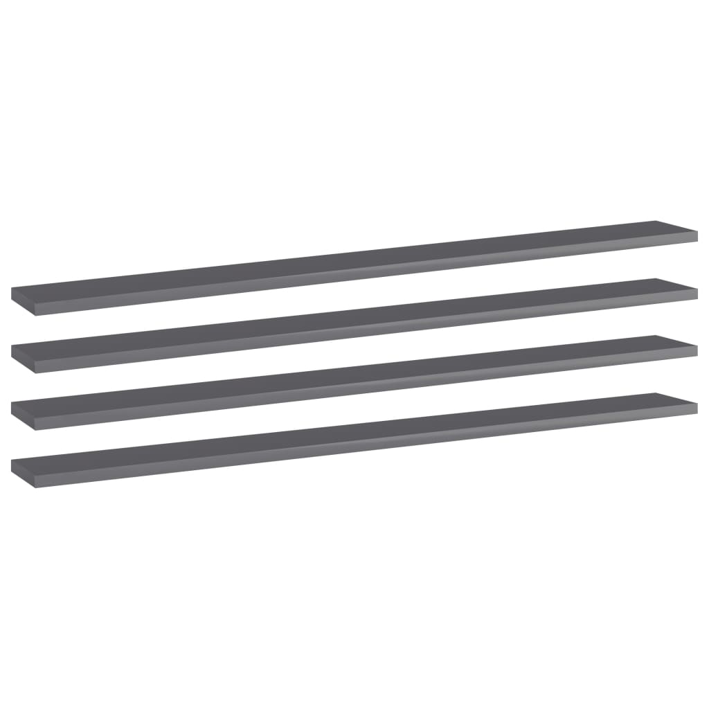 Ripiani per Libreria 4pz Grigio Lucido 100x10x1,5cm Multistrato
