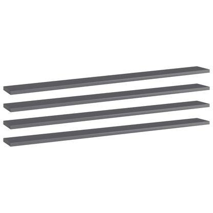 Ripiani per Libreria 4pz Grigio Lucido 100x10x1,5cm Multistrato