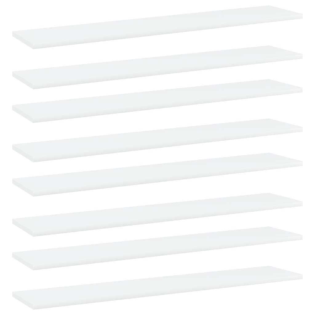 Ripiani per Libreria 8pz Bianchi 100x20x1,5cm Legno Multistrato