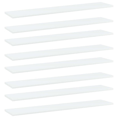 Ripiani per Libreria 8pz Bianchi 100x20x1,5cm Legno Multistrato