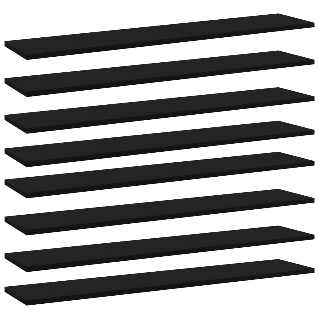 Ripiani per Libreria 8pz Neri 100x20x1,5cm in Legno Multistrato