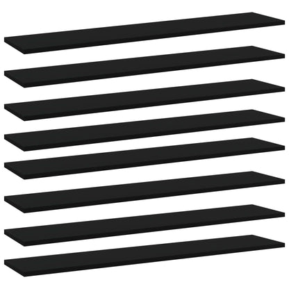 Ripiani per Libreria 8pz Neri 100x20x1,5cm in Legno Multistrato