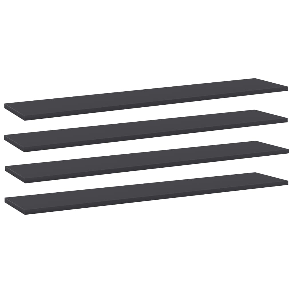 Ripiani per Libreria 4pz Grigi 100x20x1,5cm Legno Multistrato