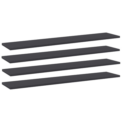 Ripiani per Libreria 4pz Grigi 100x20x1,5cm Legno Multistrato