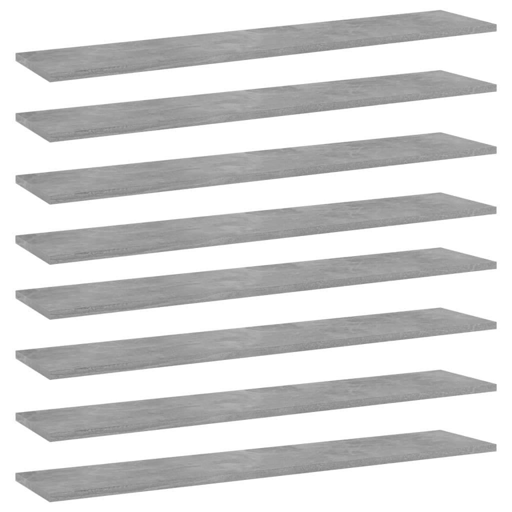 Ripiani Libreria 8pz Grigio Cemento 100x20x1,5cm Multistrato