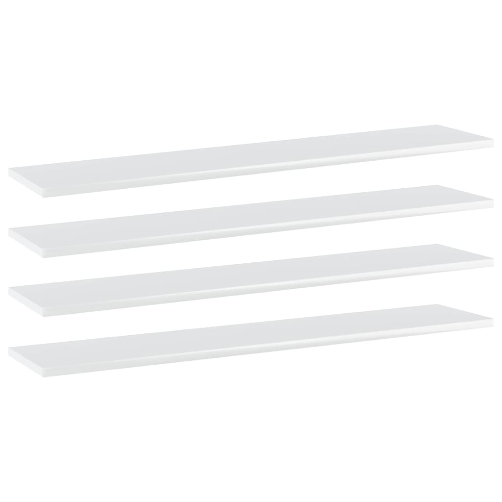 Ripiani per Libreria 4pz Bianco Lucido 100x20x1,5cm Multistrato