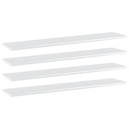 Ripiani per Libreria 4pz Bianco Lucido 100x20x1,5cm Multistrato