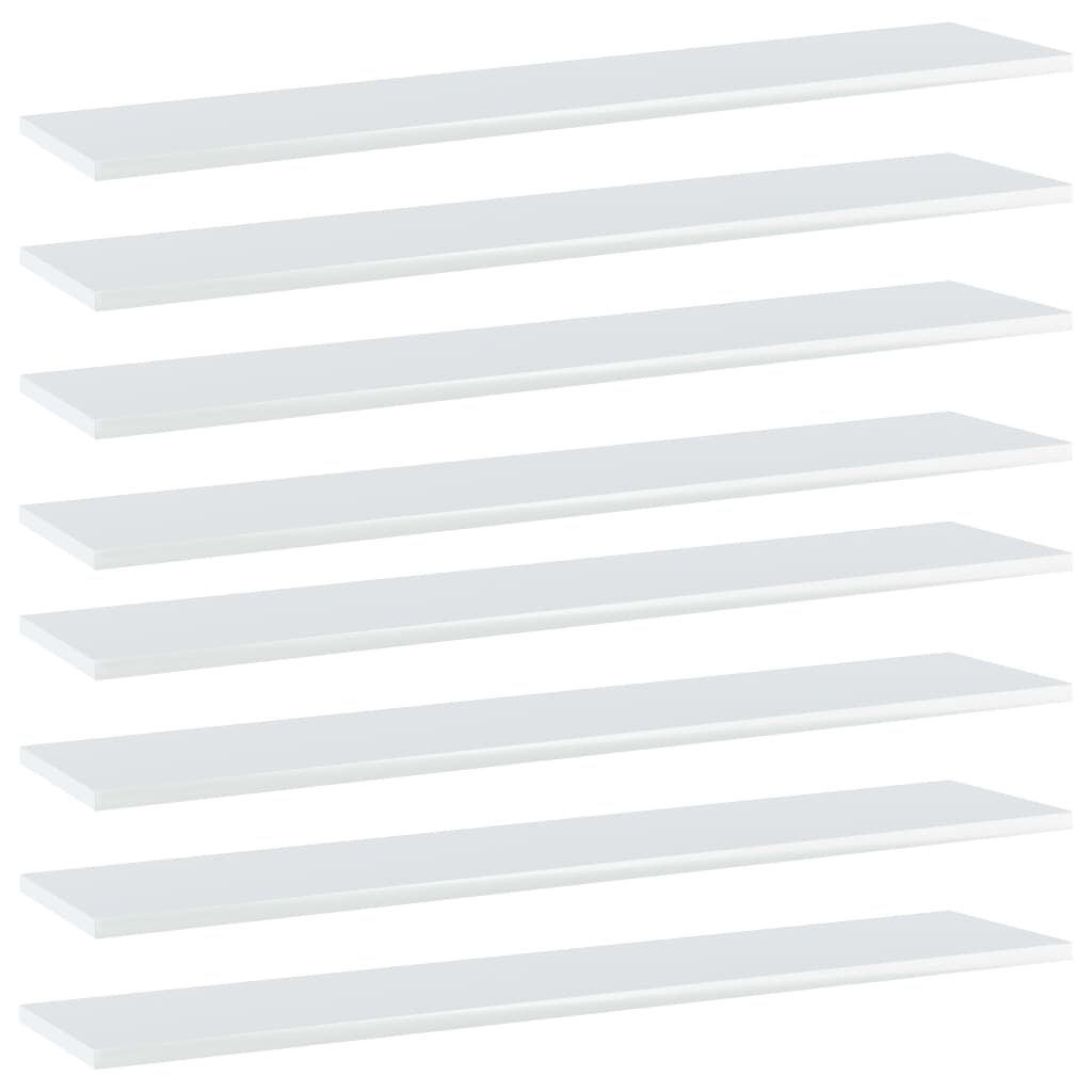 Ripiani per Libreria 8pz Bianco Lucido 100x20x1,5cm Multistrato