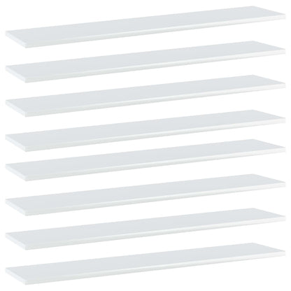Ripiani per Libreria 8pz Bianco Lucido 100x20x1,5cm Multistrato