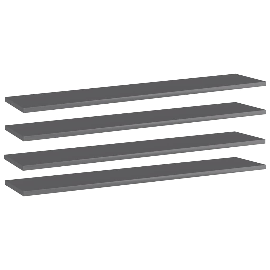 Ripiani per Libreria 4pz Grigio Lucido 100x20x1,5cm Multistrato