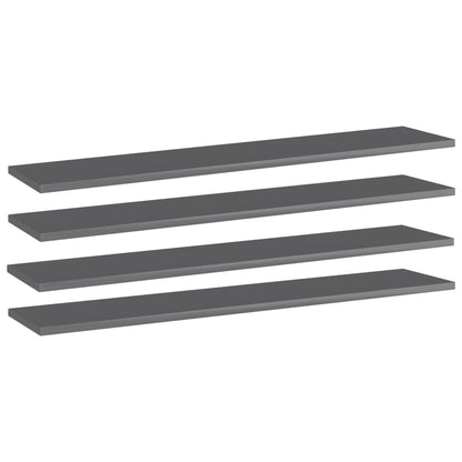 Ripiani per Libreria 4pz Grigio Lucido 100x20x1,5cm Multistrato