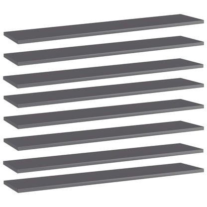 Ripiani per Libreria 8pz Grigio Lucido 100x20x1,5cm Multistrato