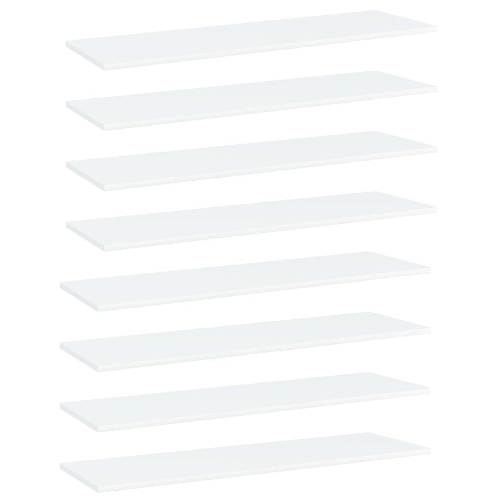 Ripiani per Libreria 8pz Bianchi 100x30x1,5cm Legno Multistrato
