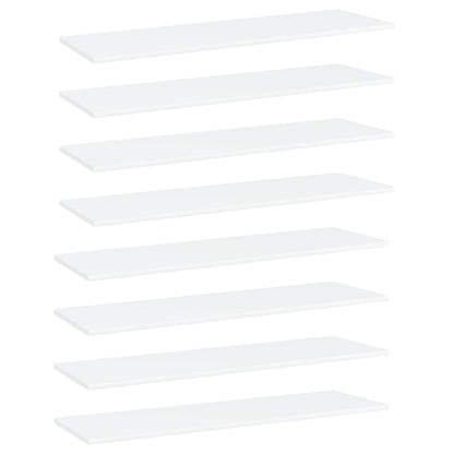 Ripiani per Libreria 8pz Bianchi 100x30x1,5cm Legno Multistrato
