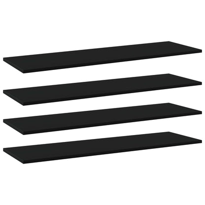 Ripiani per Libreria 4pz Neri 100x30x1,5cm in Legno Multistrato