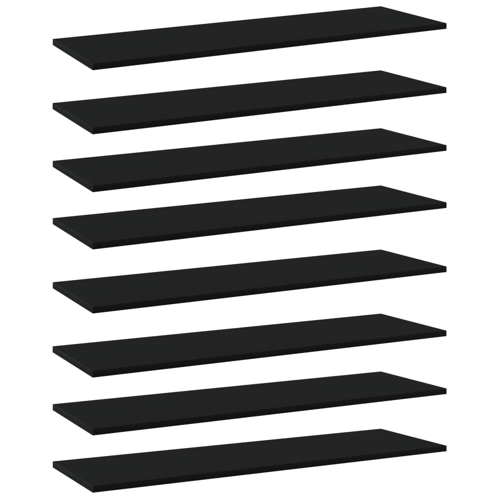 Ripiani per Libreria 8pz Neri 100x30x1,5cm in Legno Multistrato