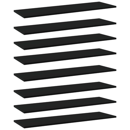 Ripiani per Libreria 8pz Neri 100x30x1,5cm in Legno Multistrato