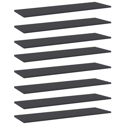 Ripiani per Libreria 8pz Grigi 100x30x1,5cm Legno Multistrato