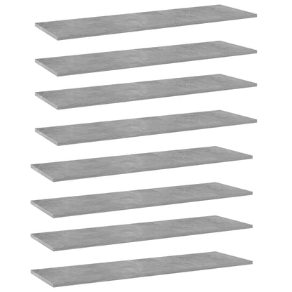 Ripiani Libreria 8pz Grigio Cemento 100x30x1,5cm Multistrato