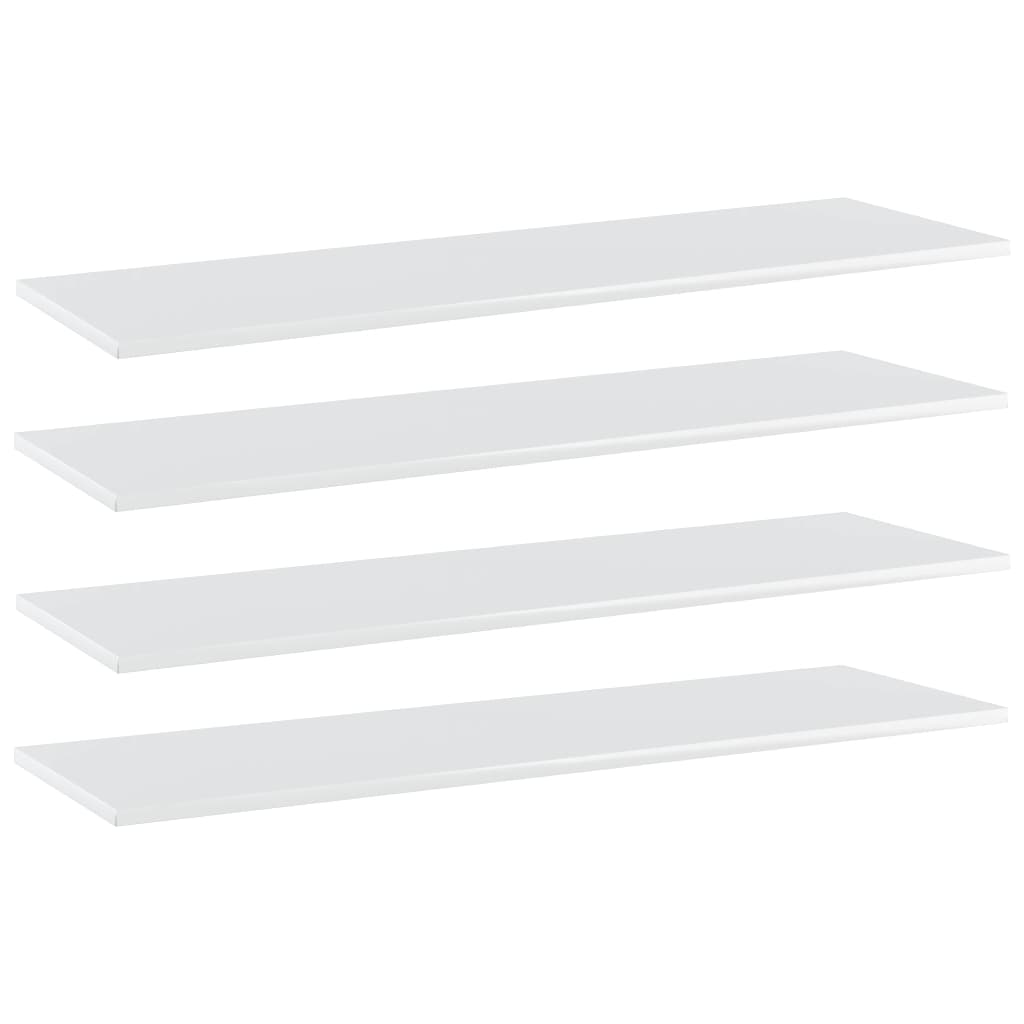 Ripiani per Libreria 4pz Bianco Lucido 100x30x1,5cm Multistrato