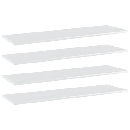 Ripiani per Libreria 4pz Bianco Lucido 100x30x1,5cm Multistrato