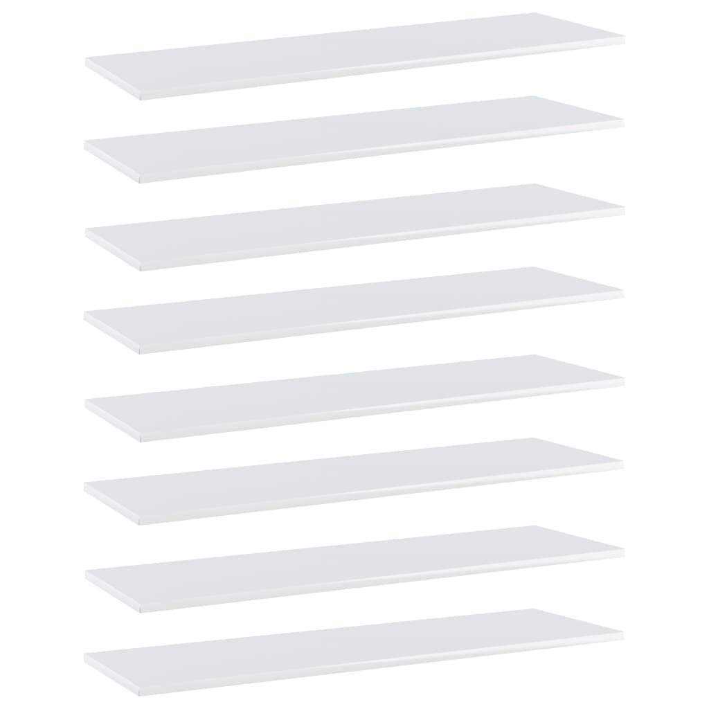 Ripiani per Libreria 8pz Bianco Lucido 100x30x1,5cm Multistrato