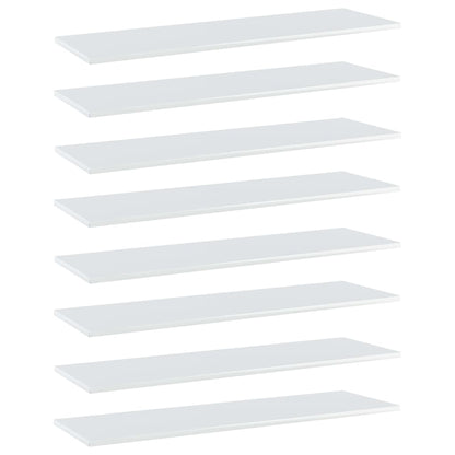 Ripiani per Libreria 8pz Bianco Lucido 100x30x1,5cm Multistrato