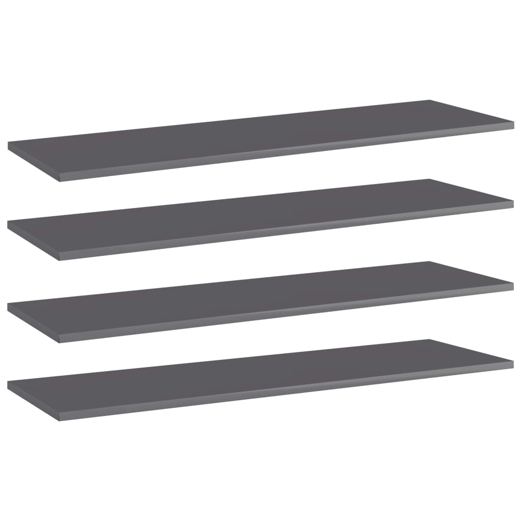 Ripiani per Libreria 4pz Grigio Lucido 100x30x1,5cm Multistrato