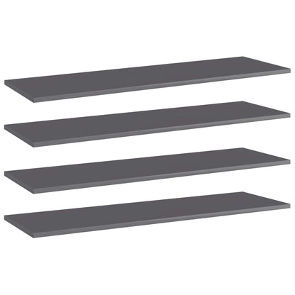 Ripiani per Libreria 4pz Grigio Lucido 100x30x1,5cm Multistrato