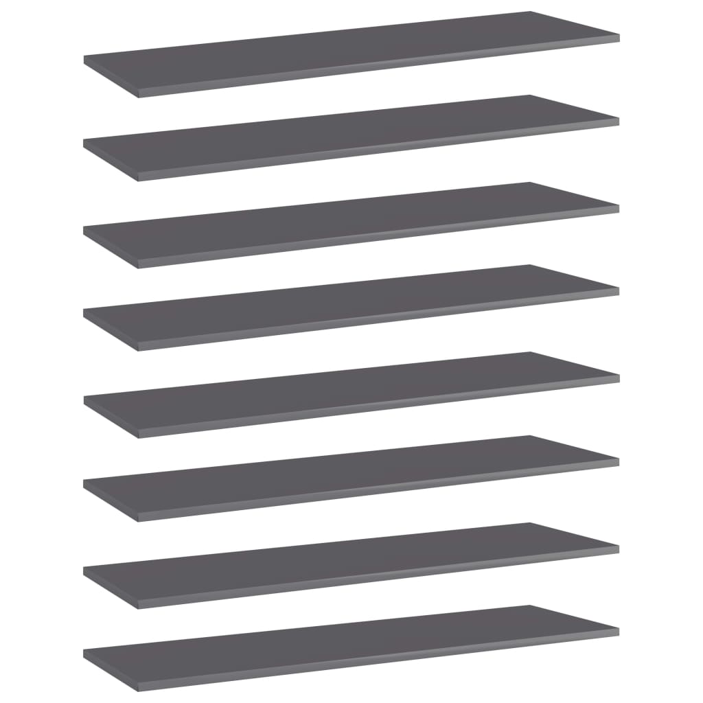 Ripiani per Libreria 8pz Grigio Lucido 100x30x1,5cm Multistrato