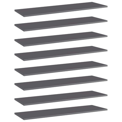 Ripiani per Libreria 8pz Grigio Lucido 100x30x1,5cm Multistrato