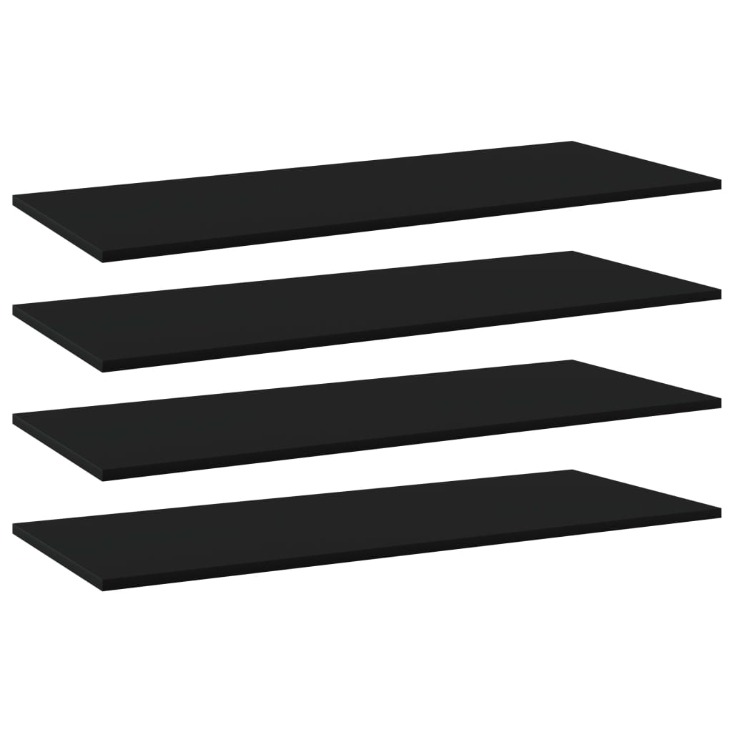 Ripiani per Libreria 4pz Neri 100x40x1,5cm in Legno Multistrato