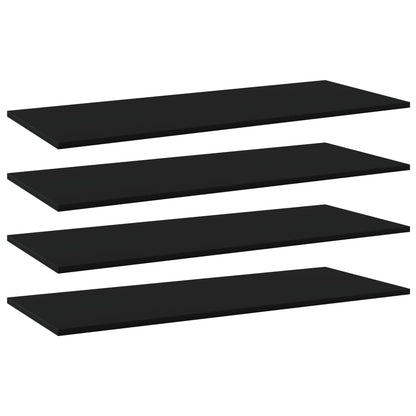 Ripiani per Libreria 4pz Neri 100x40x1,5cm in Legno Multistrato