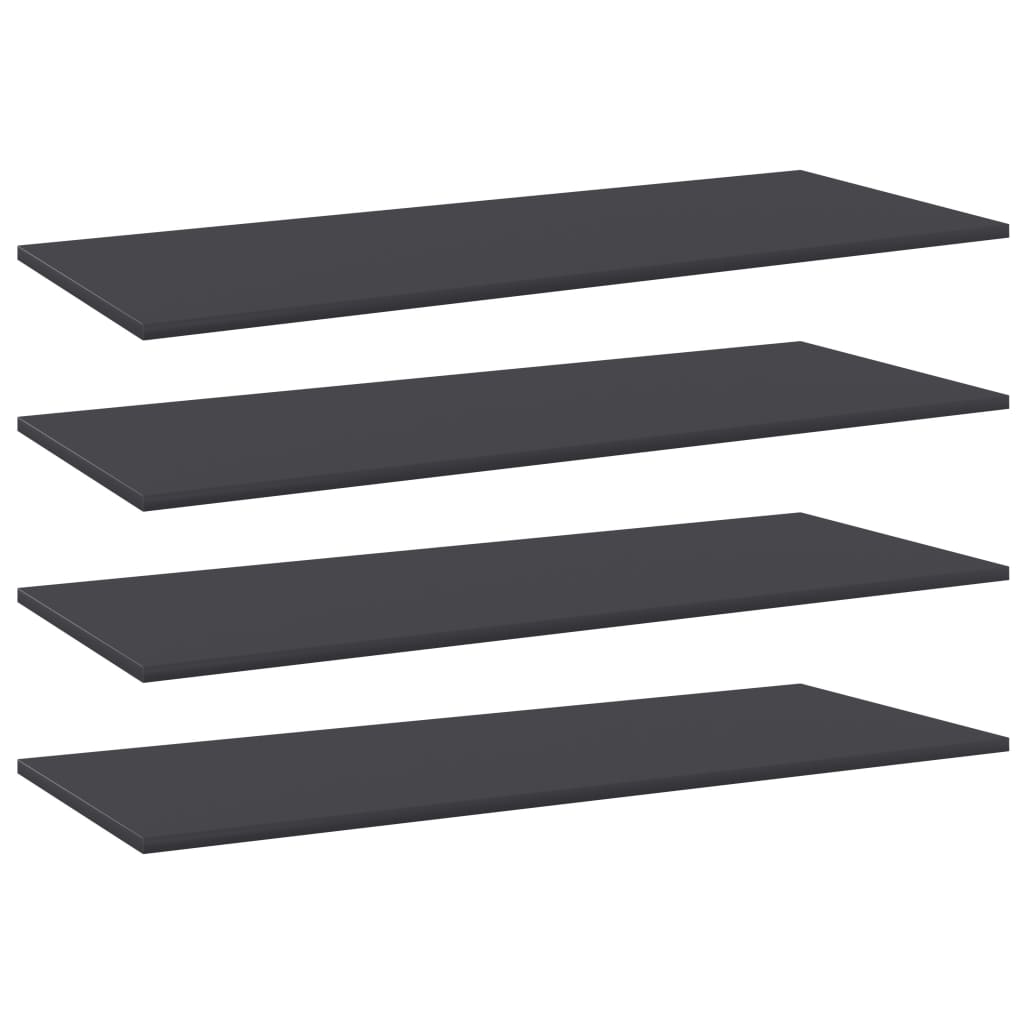Ripiani per Libreria 4pz Grigi 100x40x1,5cm Legno Multistrato