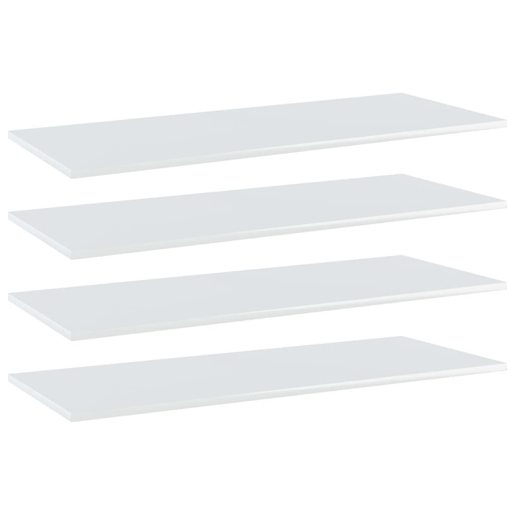 Ripiani per Libreria 4pz Bianco Lucido 100x40x1,5cm Multistrato