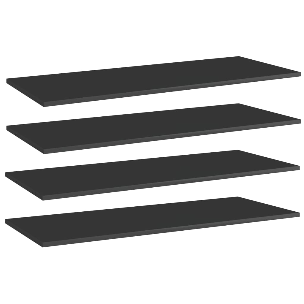 Ripiani per Libreria 4pz Nero Lucido 100x40x1,5cm Multistrato