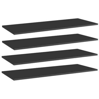 Ripiani per Libreria 4pz Nero Lucido 100x40x1,5cm Multistrato