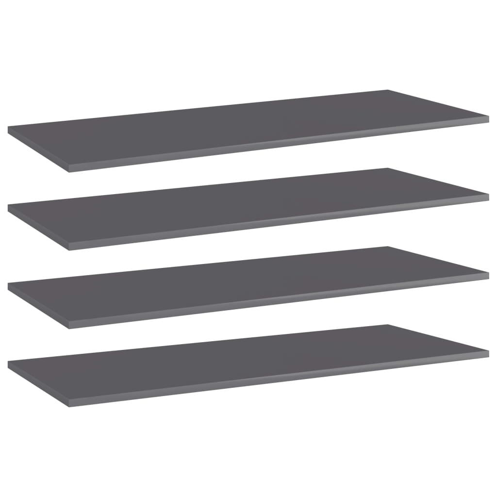 Ripiani per Libreria 4pz Grigio Lucido 100x40x1,5cm Multistrato