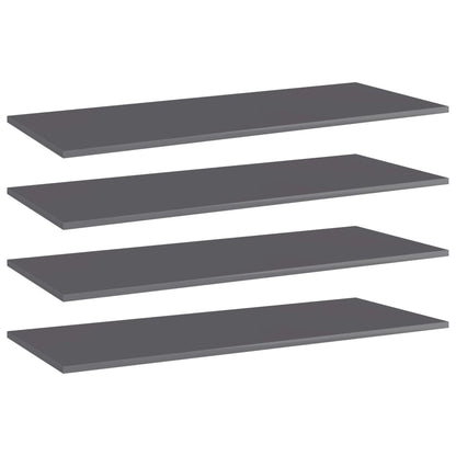 Ripiani per Libreria 4pz Grigio Lucido 100x40x1,5cm Multistrato
