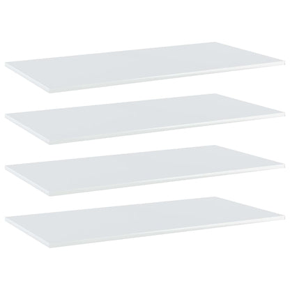 Ripiani per Libreria 4pz Bianco Lucido 100x50x1,5cm Multistrato