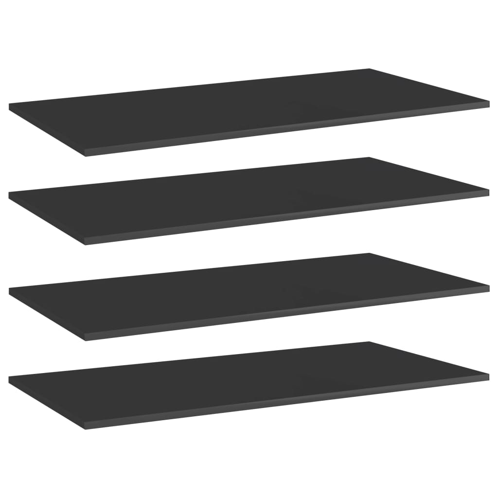 Ripiani per Libreria 4pz Nero Lucido 100x50x1,5cm Multistrato