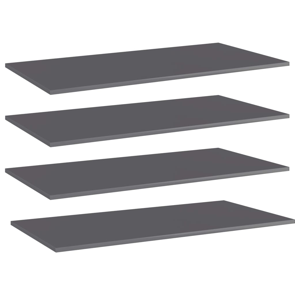 Ripiani per Libreria 4pz Grigio Lucido 100x50x1,5cm Multistrato