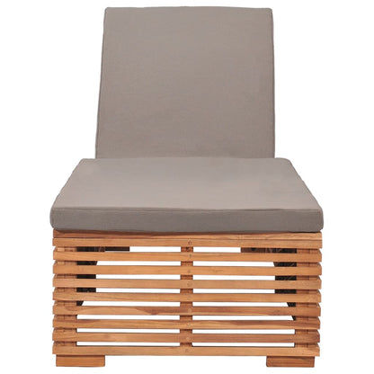 Lettino Prendisole con Cuscino Grigio Scuro in Legno di Teak