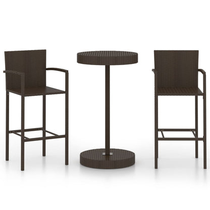 Set Bar da Giardino 3 pz in Polyrattan Marrone