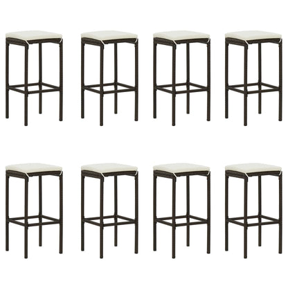 Set da Bar da Giardino 9 pz con Cuscini in Polyrattan Marrone